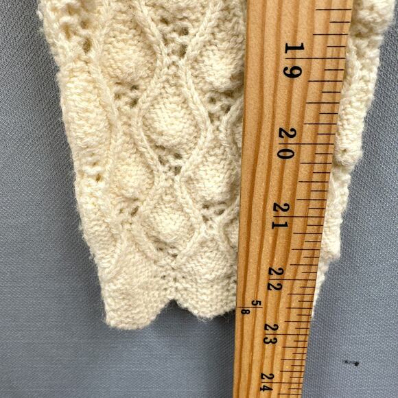 VTG Cardigan Sweater S Cream Granny Cottagecore 60s Mod MCM Bubble Knit Pearl US - Picture 13 of 15
